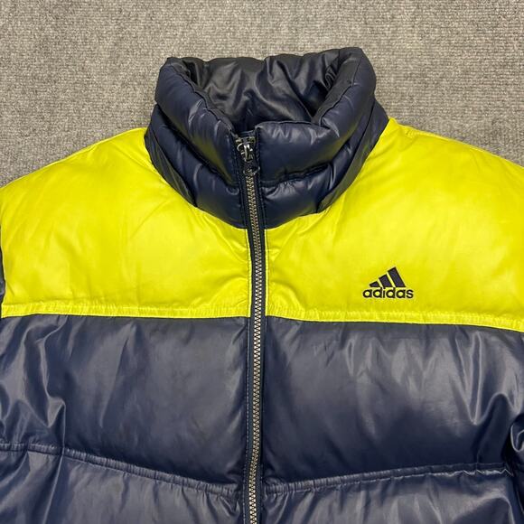 Adidas Puffer Jacket Men's L Blue Adiwarm Down Mock Neck Pockets Full Zip - Picture 4 of 13